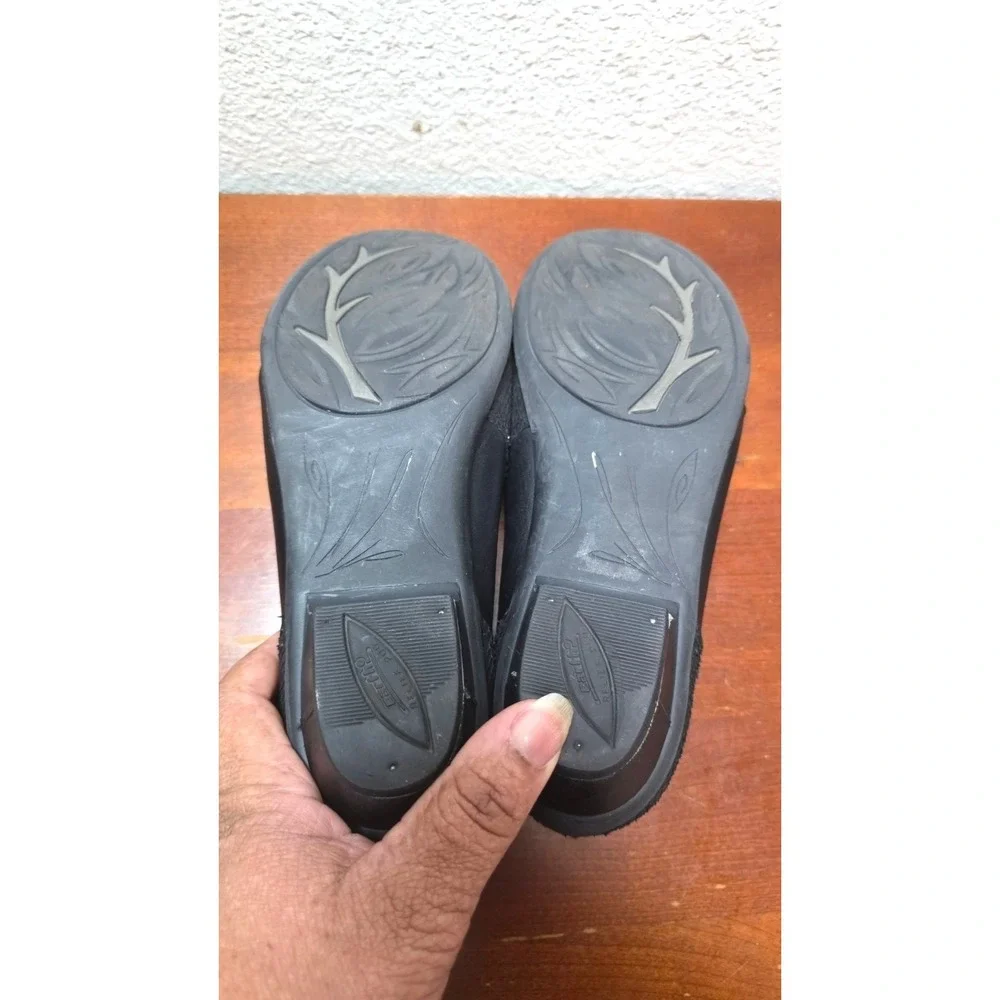 Earth Dorado Leather & Mesh Black Slip-On Shoes‎ Grunge Goth Work Size 8B